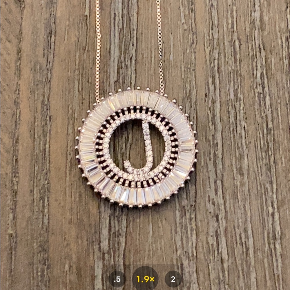 Silver Sunburst Initial Necklace Letter J